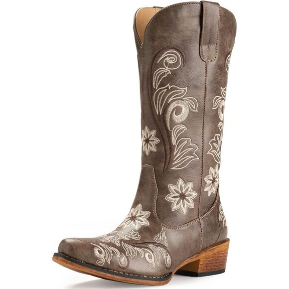 Shoes - ⭐ IUV Women's Embroidered Cowboy Boots - Mid Calf Western Cowgirl Boots
